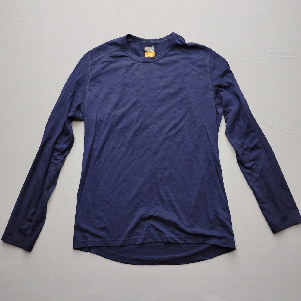 Icebreaker Merino Bodyfit 200 Mens Navy Blue Long Sleeve Base Layer Shirt L